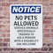 Signmission No Pets Allowed Service Animals Welcome, 10 in W x Rectangle, Plastic OS-2PACK-NS-P-1014-V-16162 - alternate 3